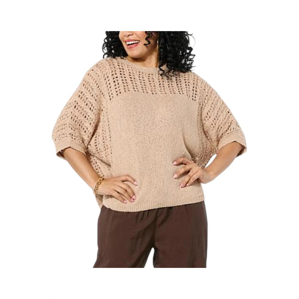 LB70 by Lloyd Boston Women's Excursion Open Stitch Top Sand - Regular